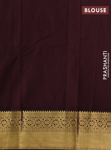 Lavender & Coffee Brown Semi Kanchipuram Silk - Korvai