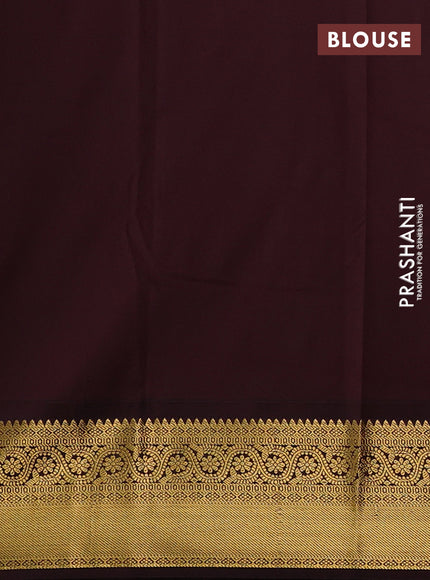 Mustard Yellow & Coffee Brown Semi Kanchipuram Silk - Korvai
