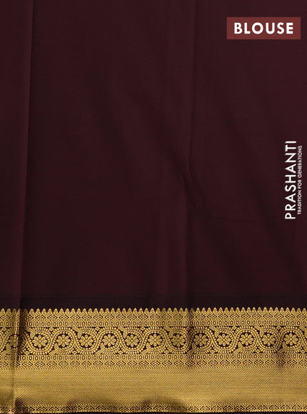 Green & Coffee Brown Semi Kanchipuram Silk - Korvai