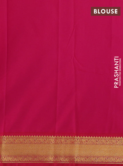 Teal Blue & Pink Semi Kanchipuram Silk - Korvai