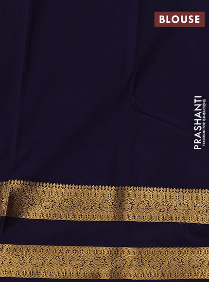 Peach Pink & Navy Blue Semi Kanchipuram Silk - Korvai