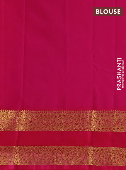 Mustard Yellow & Pink Semi Kanchipuram Silk - Korvai