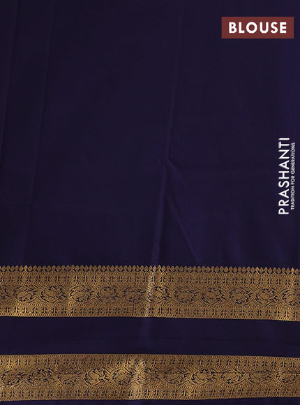 Pink & Navy Blue Semi Kanchipuram Silk - Korvai