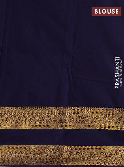 Lavender & Navy Blue Semi Kanchipuram Silk - Korvai