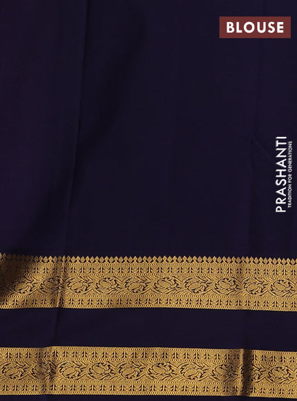 Peach  & Navy Blue Semi Kanchipuram Silk - Korvai