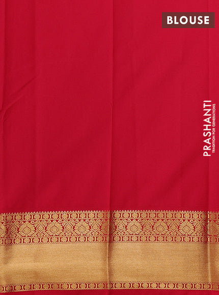 Pastel Green & Red Semi Kanchipuram Silk - Korvai