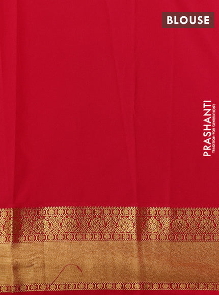 Lime Green & Red Semi Kanchipuram Silk - Korvai
