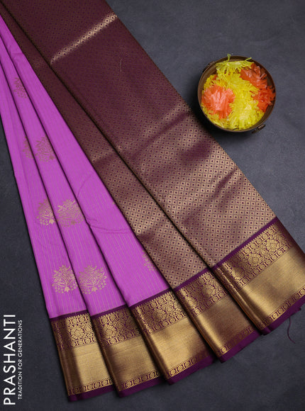 Lavender & Purple Semi Kanchipuram Silk - Korvai