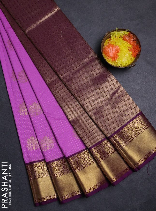 Lavender & Purple Semi Kanchipuram Silk - Korvai