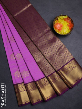 Lavender & Purple Semi Kanchipuram Silk - Korvai