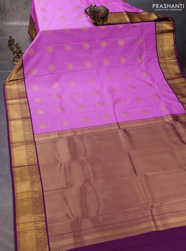 Lavender & Purple Semi Kanchipuram Silk - Korvai