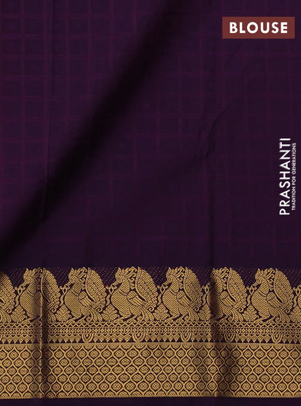 Red & Purple Semi Kanchipuram Silk - Korvai
