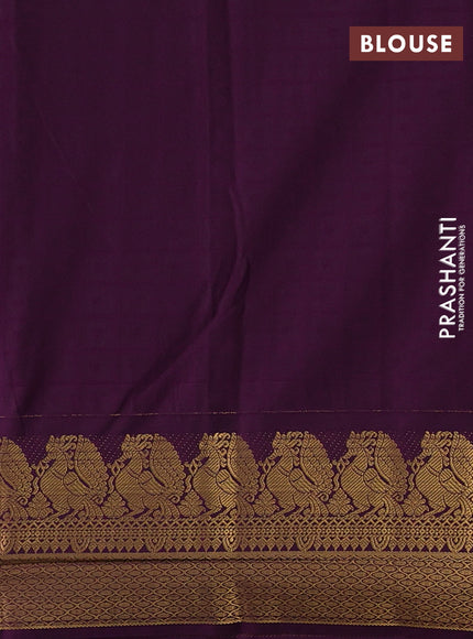 Sky Blue & Purple Semi Kanchipuram Silk - Korvai