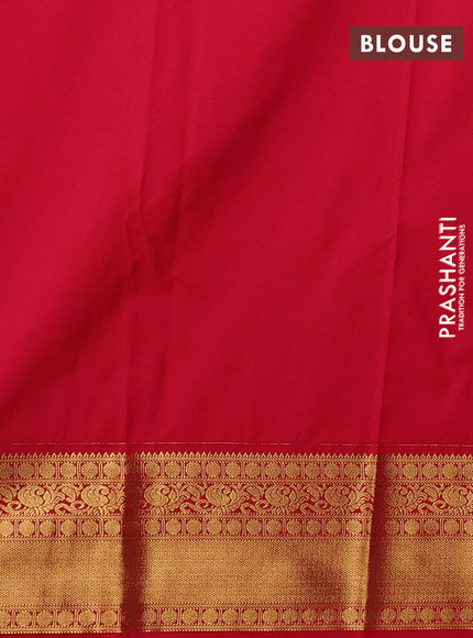 Cs Blue & Red Semi Kanchipuram Silk - Korvai