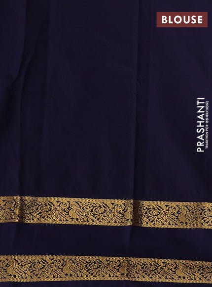 Lavender & Navy Blue Semi Kanchipuram Silk - Korvai