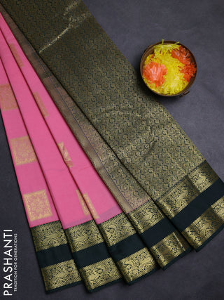 Pink & Green Semi Kanchipuram Silk - Korvai