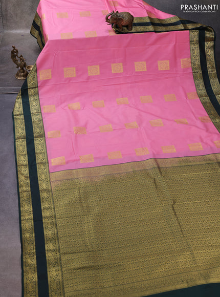 Pink & Green Semi Kanchipuram Silk - Korvai