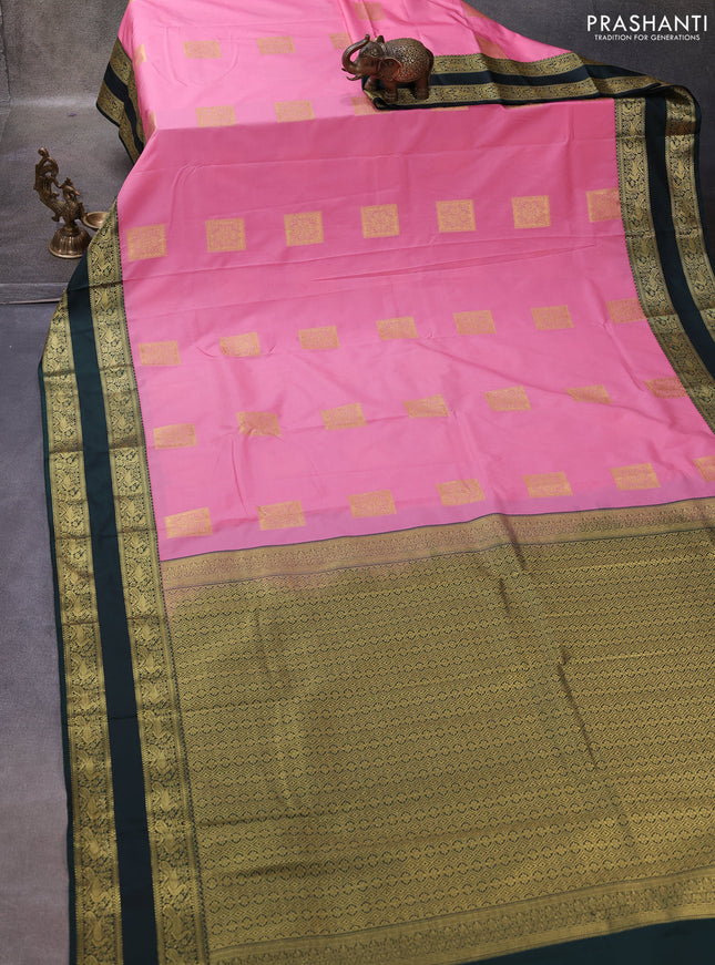 Pink & Green Semi Kanchipuram Silk - Korvai