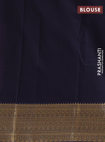 Lavender & Navy Blue Semi Kanchipuram Silk - Korvai