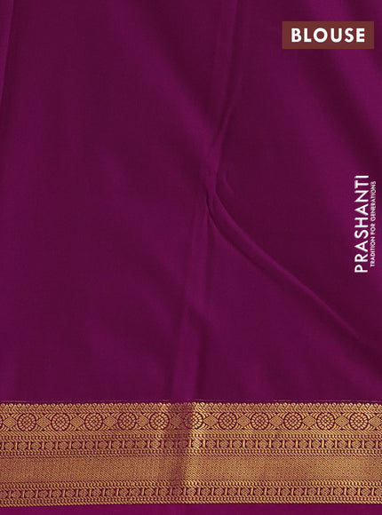 Peach Pink & Magenta Pink Semi Kanchipuram Silk - Korvai