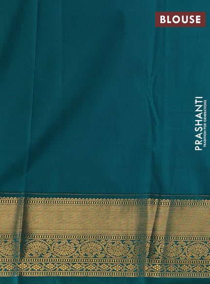 Mustard Yellow & Green Semi Kanchipuram Silk - Korvai