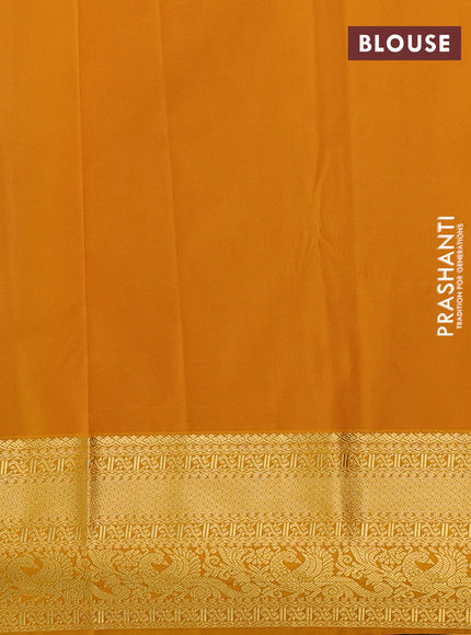 Cs Blue & Yellow Semi Kanchipuram Silk - Korvai