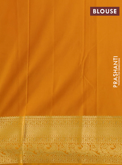 Navy Blue & Yellow Semi Kanchipuram Silk - Korvai