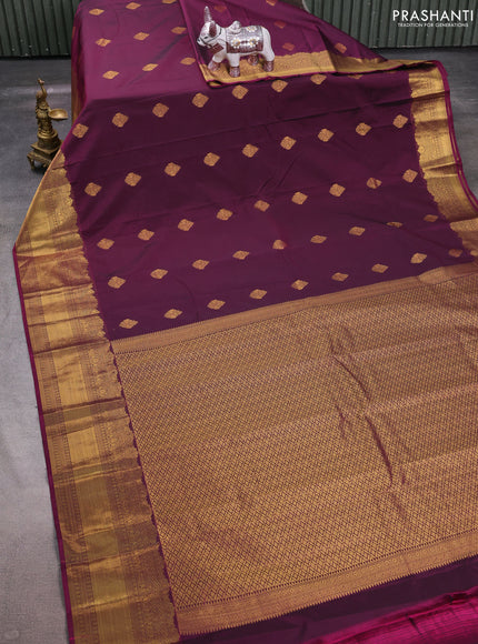 Wine Semi Kanchipuram Silk - Korvai