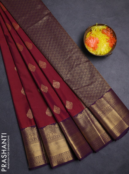 Maroon & Violet Semi Kanchipuram Silk - Korvai
