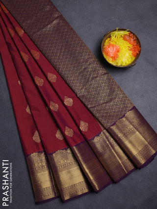 Maroon & Violet Semi Kanchipuram Silk - Korvai