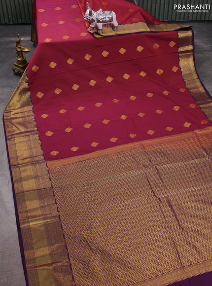 Maroon & Violet Semi Kanchipuram Silk - Korvai