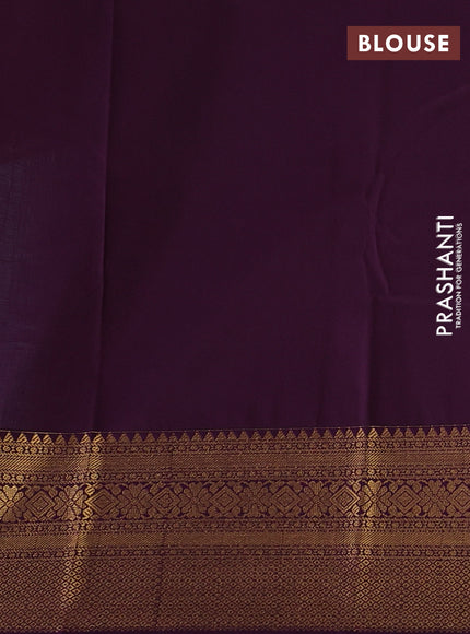 Teal Blue & Wine Semi Kanchipuram Silk - Korvai