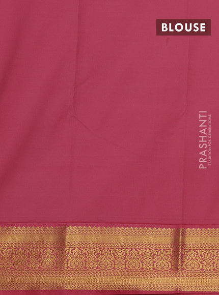 Coffee Brown & Pink Semi Kanchipuram Silk - Korvai