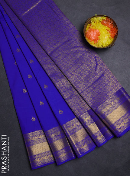 Blue  Semi Kanchipuram Silk - Korvai