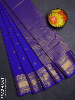 Blue  Semi Kanchipuram Silk - Korvai