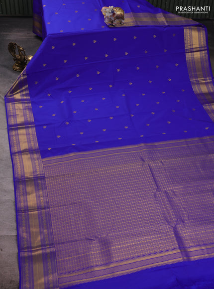 Blue  Semi Kanchipuram Silk - Korvai