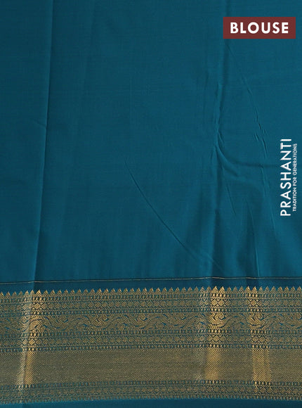 Purple & Teal Green Semi Kanchipuram Silk - Korvai