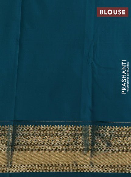 Pastel Green & Teal Green Semi Kanchipuram Silk - Korvai