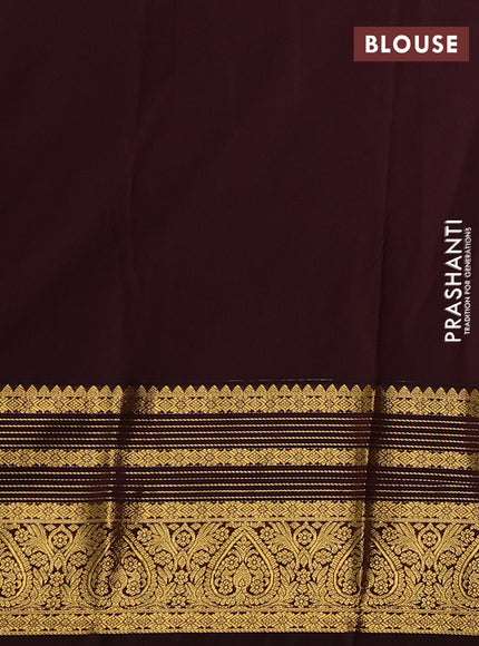 Mustard Yellow & Coffee Brown Semi Kanchipuram Silk - Korvai