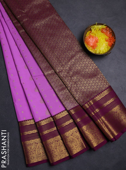 Lavender & Purple Semi Kanchipuram Silk - Korvai