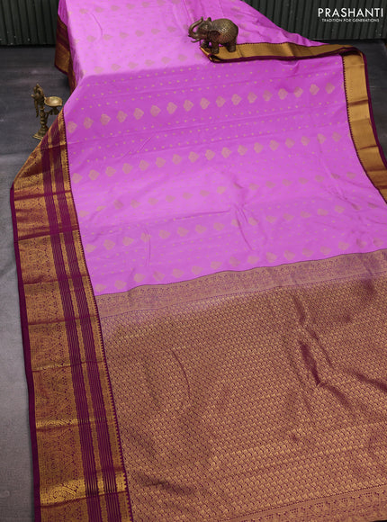 Lavender & Purple Semi Kanchipuram Silk - Korvai