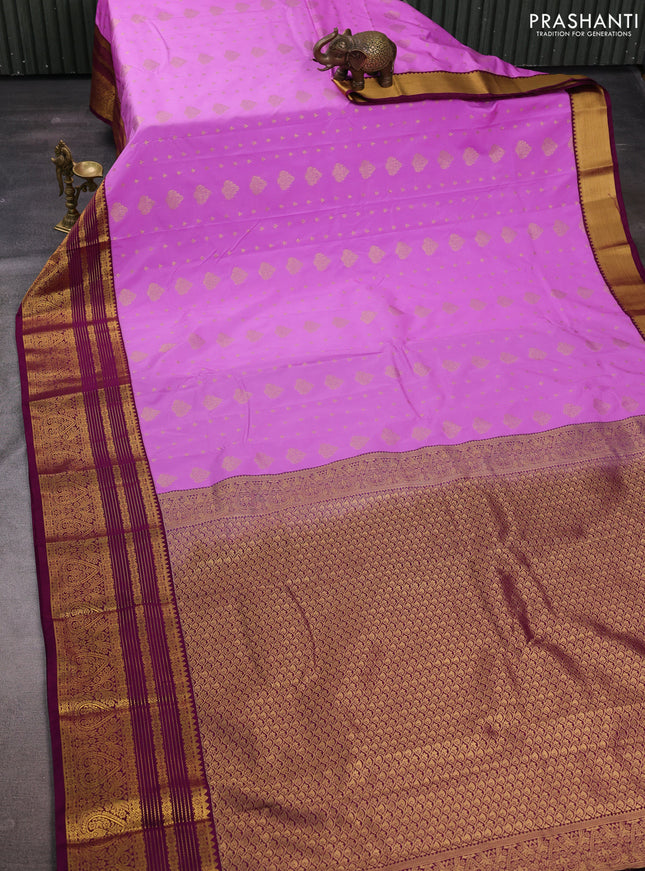 Lavender & Purple Semi Kanchipuram Silk - Korvai