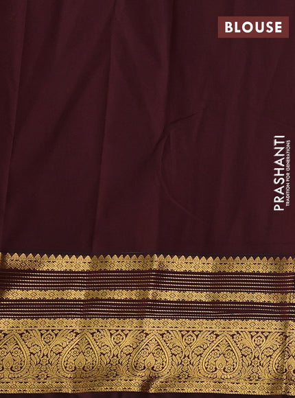 Peach Orange & Coffee Brown Semi Kanchipuram Silk - Korvai