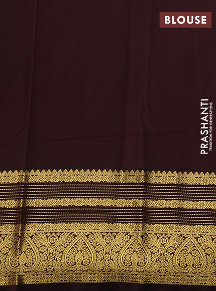 Teal Blue & Coffee Brown Semi Kanchipuram Silk - Korvai