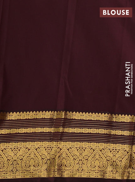 Beige & Coffee Brown Semi Kanchipuram Silk - Korvai