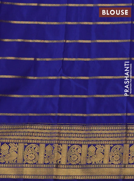 Pista Green & Navy Blue Semi Kanchipuram Silk - Korvai