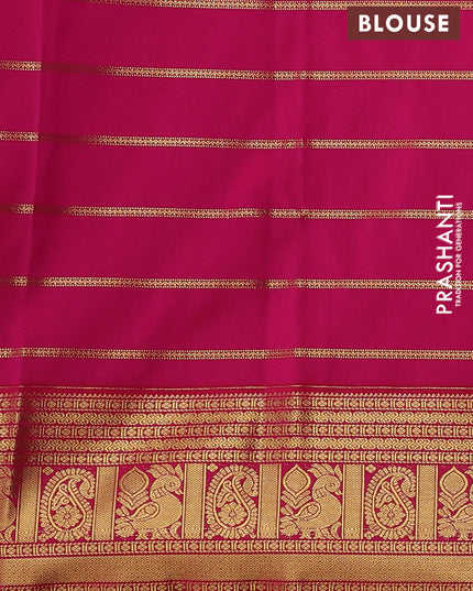 Blue & Pink Semi Kanchipuram Silk - Korvai