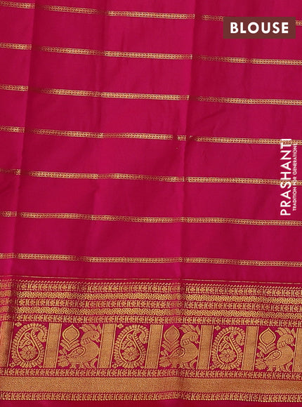 Mustard Yellow & Pink Semi Kanchipuram Silk - Korvai