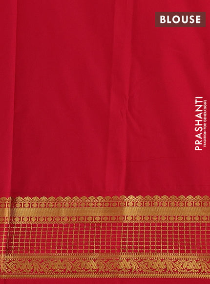 Blue & Red Semi Kanchipuram Silk - Korvai