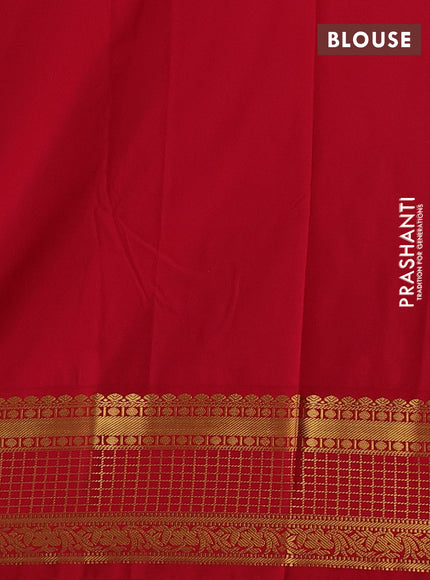 Pista Green & Red Semi Kanchipuram Silk - Korvai